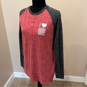 LuLaRoe Sporty Red & Black, 3/4 length sleeves Baseball Style Shirt. Size Medium